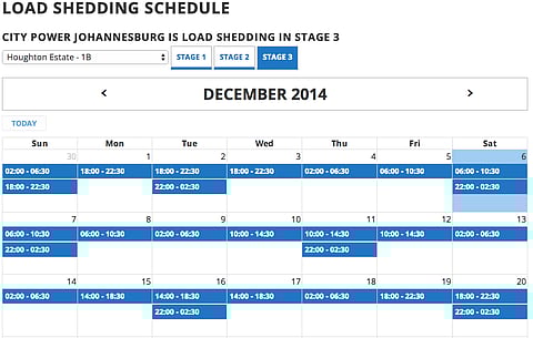 The load shedding schedule for Houghton Estate. City Power's info is updated for each of the Johannesburg metropole's suburbs. 