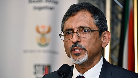 Minister Ebrahim Patel address media on preparations for the fourth South African Investment Conference (SAIC) [Photo: GCIS]