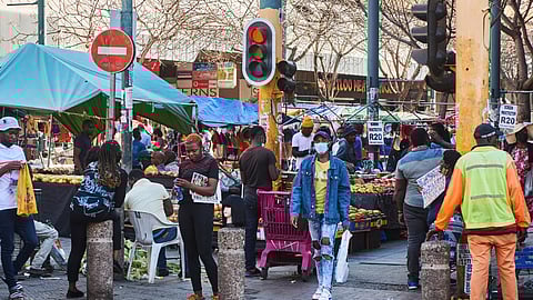 Shoppers at market in Pretoria, South Africa.