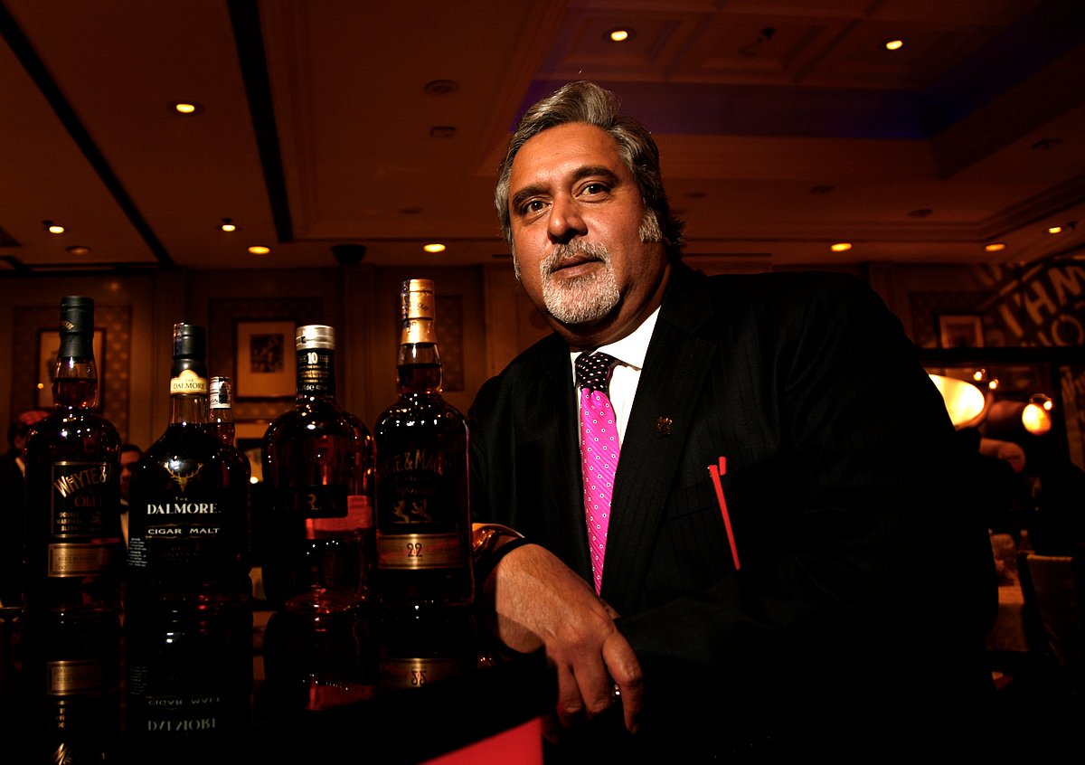 Vijay Mallya, chairman of UB Group, poses during a launch of a whiskey brand. (Photographer Namas Bhojani/Bloomberg News)