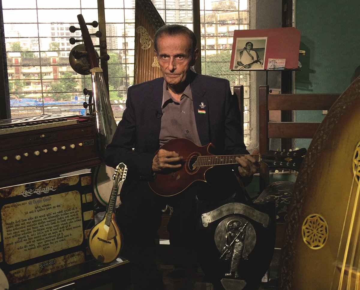 Kishore Desai, music director and mandolin player. (Photographer: Aditya Mehrotra/BloombergQuint)&nbsp;