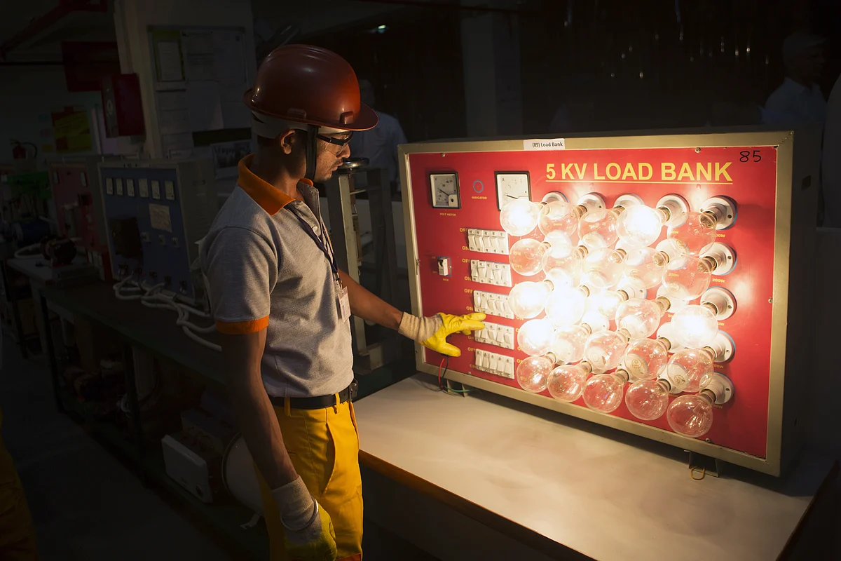 A student attends vocational training at the Infrastructure Leasing & Financial Services Institute of Skills in New Delhi. (Photographer: Prashanth Vishwanathan/Bloomberg)