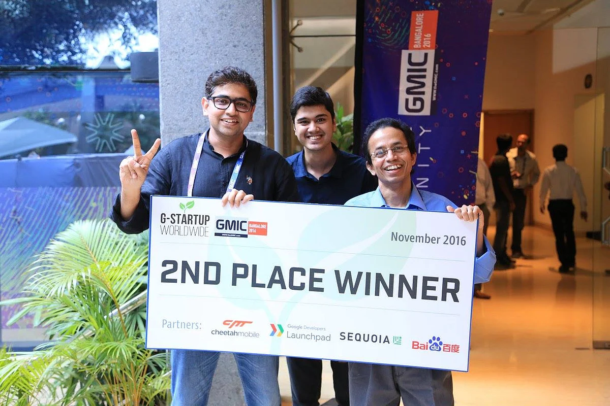 The founding team of Numberz shares a light moment after winning the second prize. (Source: Numberz)