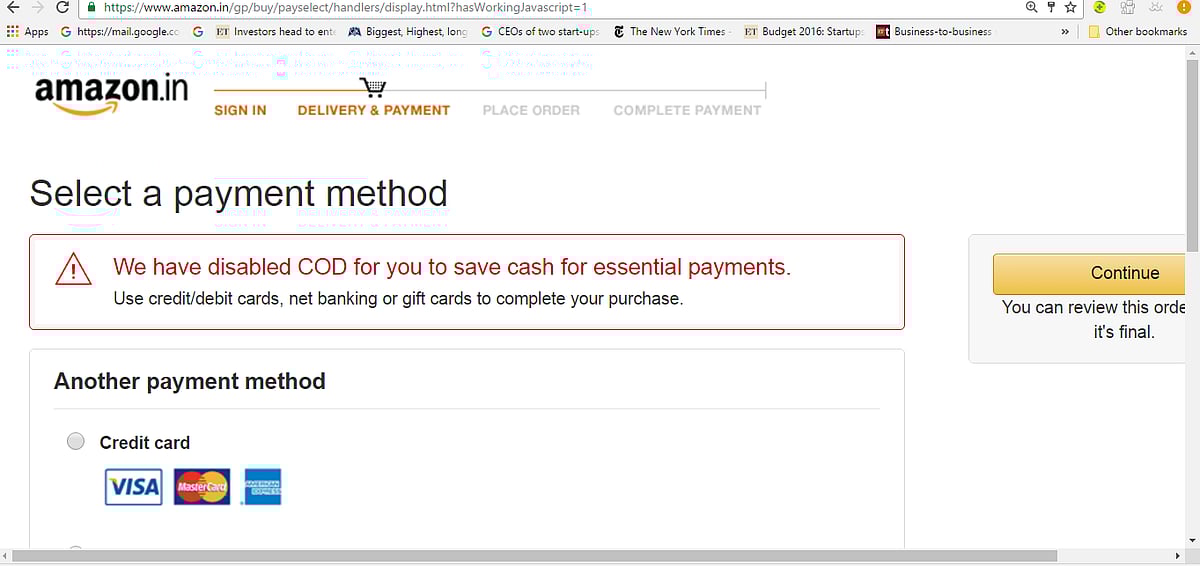 Screenshot of Amazon.in’s website