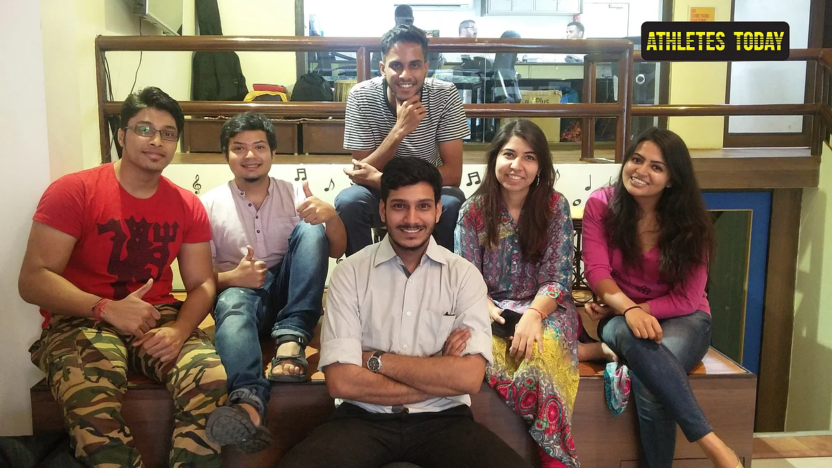 The Athletes Today team, with Founder Abhishek Sharma in centre (lower) and Radhika Arora (Source: Athletes Today)