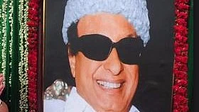 A garlanded picture of MG Ramachandran. (Photo: PTI)