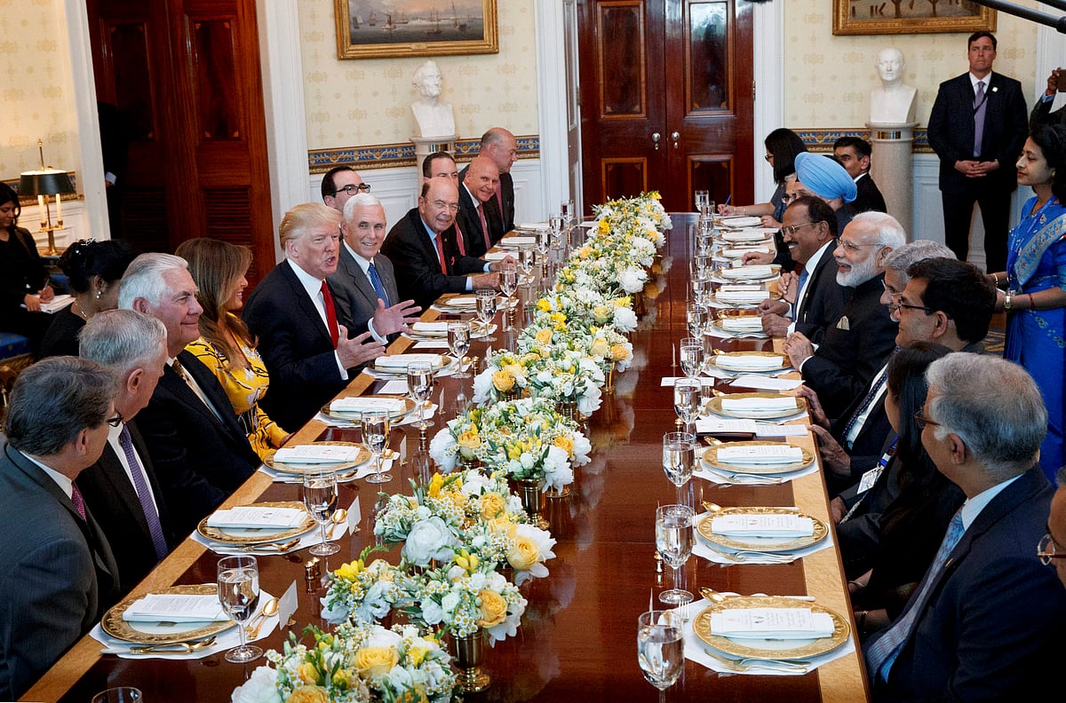 U.S. President Donald Trump speaks during a dinner with Indian Prime Minister Narendra Modi at the White House in Washington D.C., on  June 26, 2017. (Photograph: AP/PTI)