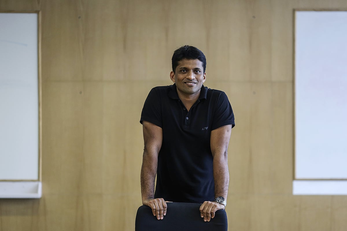 Byju Raveendran, founder and chief executive officer of Think and Learn Pvt. Ltd.,  at the company’s office in Bengaluru. Photographer: Dhiraj Singh/Bloomberg