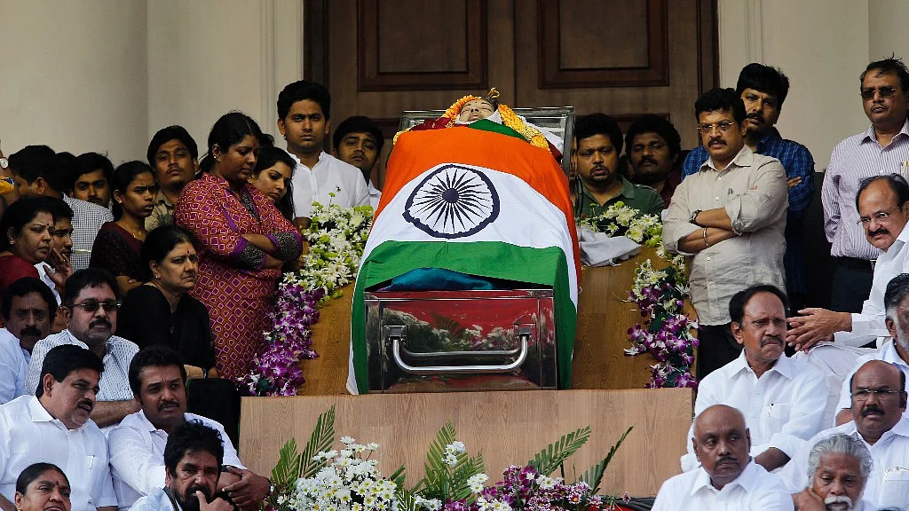 People pay their respects to Tamil Nadu Chief Minister J Jayalalithaa at Rajaji Hall, on December 6, 2016. (Photograph: PTI)