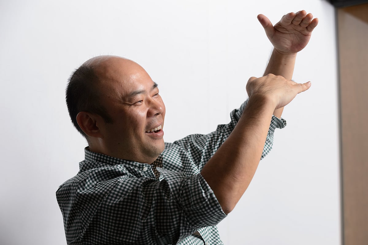 Taizo Son, chief executive officer of Mitletoe, Inc., speaks during an interview in Tokyo, Japan (Photographer: Akio Kon/Bloomberg) 