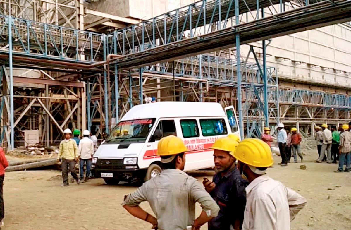 A scene at NTPC’s Unchahar Power Plant where a blast took place, in Raebareli district (Source: PTI)