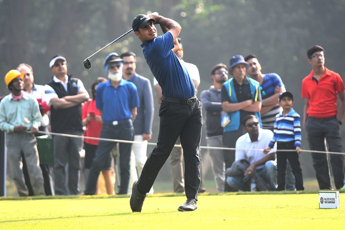 McLeod Russell Championship winner Shubhankar Sharma hitting a tee shot (Source: PGTI)