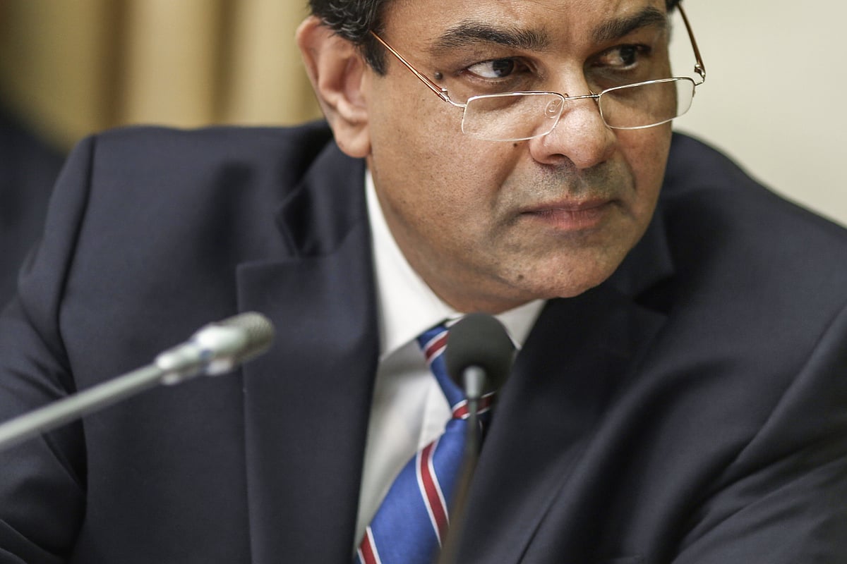 Urjit Patel, governor of the Reserve Bank of India (RBI), attends a news conference. (Photographer: Dhiraj Singh/Bloomberg)