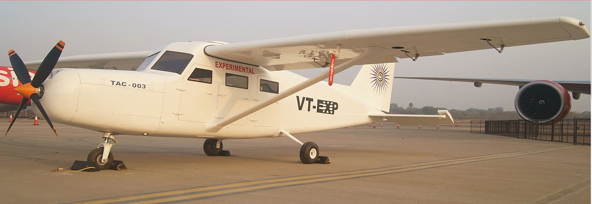 Amol Yadav’s six-seater plane parked at Mumbai airport. (Source: Thurst Aircraft website)