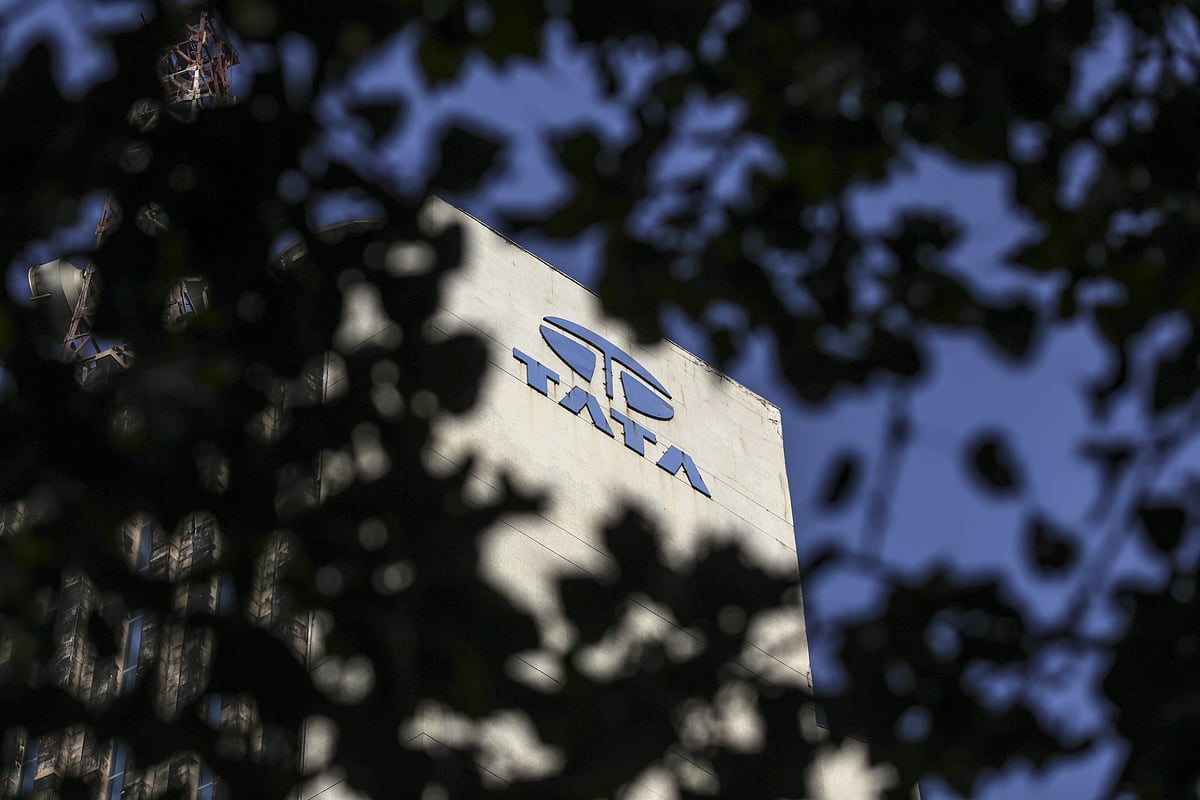 Signage for Tata Communications Ltd. is displayed atop of the company’s headquarters in MumbaI. (Photographer: Dhiraj Singh/Bloomberg)