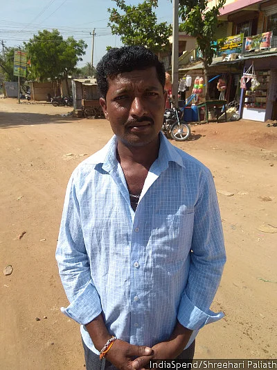 Laxman Rathore said his brother Mallina, a vegetable farmer, had accumulated a debt of more than Rs 10 lakh over seven years. Unable to repay the loans, Mallina committed suicide in March 2017 in Shahapur, Yadgir. His wife has received the compensation from government. (Source: IndiaSpend)