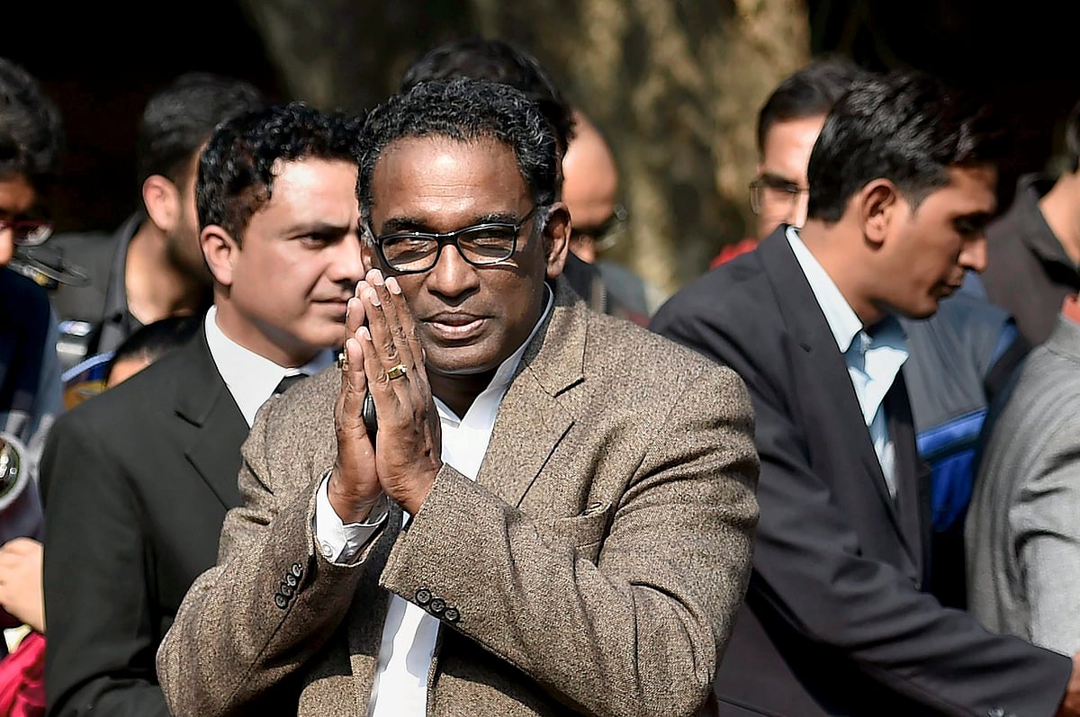 Then Supreme Court Justice Jasti Chelameswar addresses the media on January 12, 2018. (Photograph: PTI)