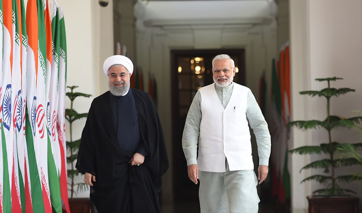 Prime Minister Narendra Modi with the President of the Islamic Republic of Iran,  Hassan Rouhani, at Hyderabad House, in New Delhi, on February 17, 2018. (Photograph: PIB)