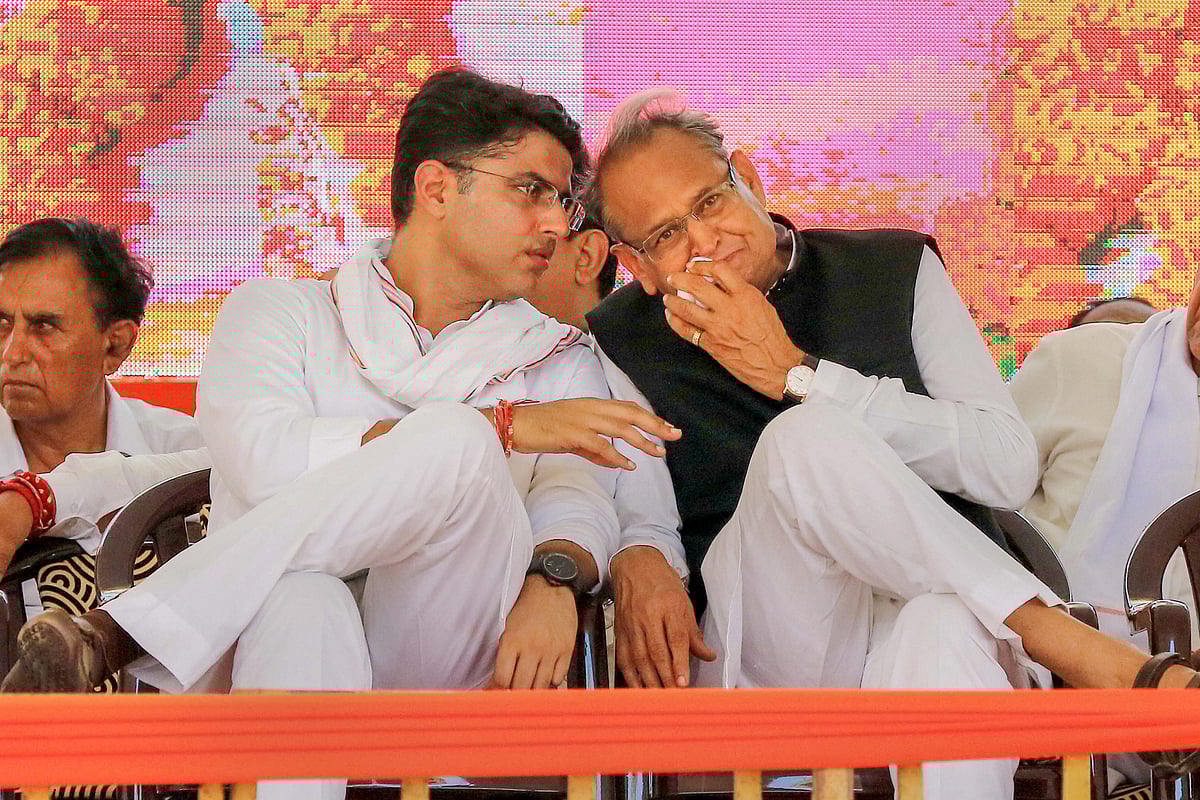 Sachin Pilot and Ashok Gehlot at a rally in Dungarpur, Rajasthan, on Sep. 20, 2018. (Photograph: PTI)