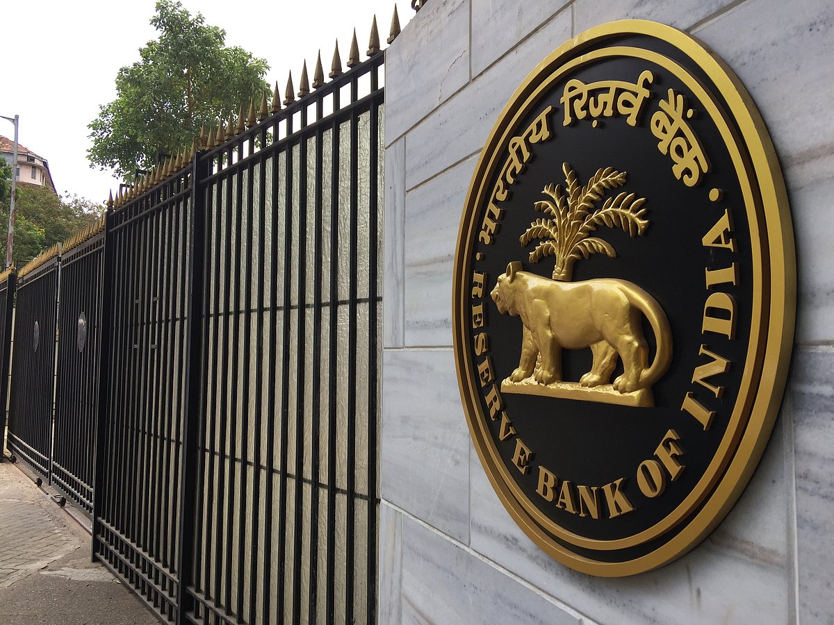 Reserve Bank Of India RBI  seal at entrance gate. (Source: PTI)
