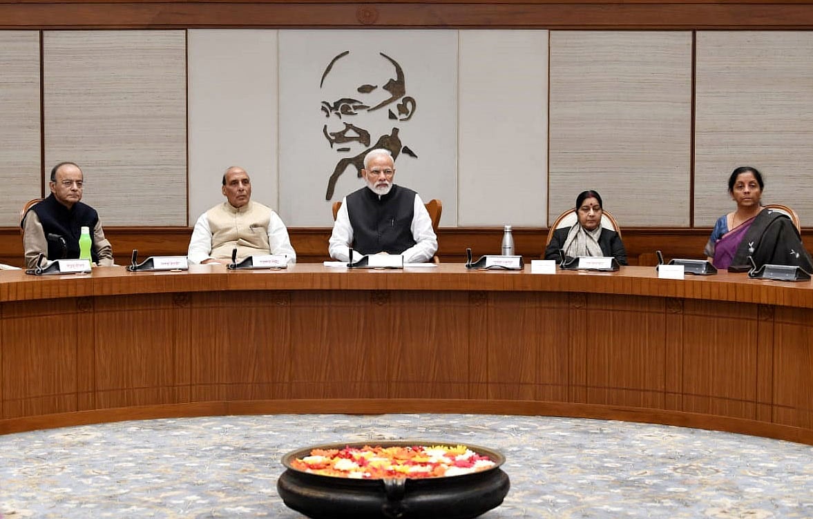 Prime Minister Narendra Modi chairs the meeting of the Cabinet Committee on Security,  in New Delhi, on Feb. 15, 2019. (Photograph: PIB)