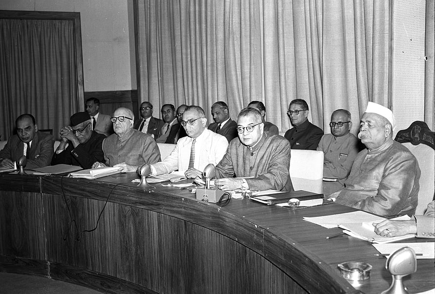 <div class="paragraphs"><p>TT Krishnamachari (second from right), then Union Finance Minister, presiding over the States' Finance Ministers Conference in New Delhi, on Nov. 18, 1957. (Photograph: Photo Division, Government of India)</p></div>