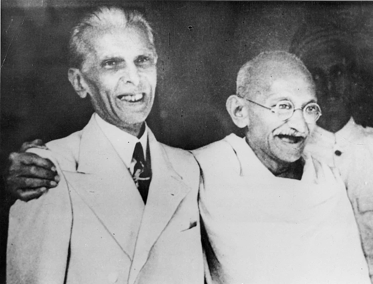 Mahatma Gandhi and Muhammad Ali Jinnah, in 1944. (Photograph: British Library)
