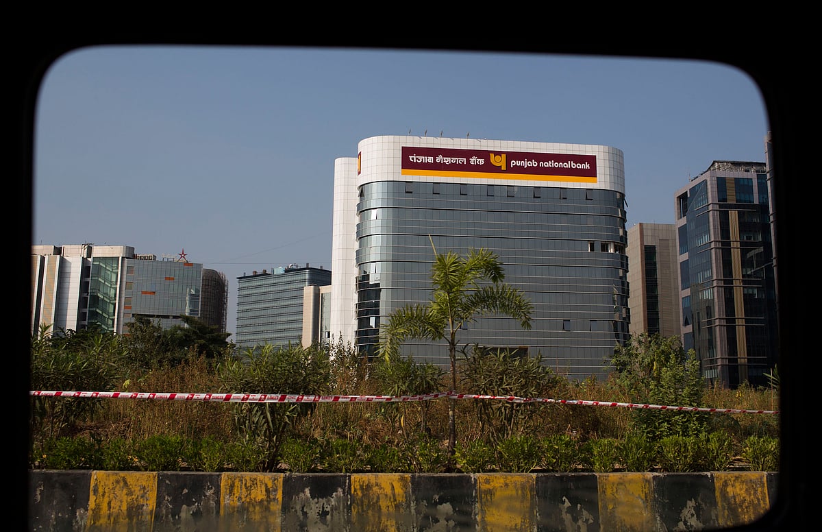 The Punjab National Bank building stands in Bandra Kurla Complex in Mumbai, India. (Photographer: Brent Lewin/Bloomberg)
