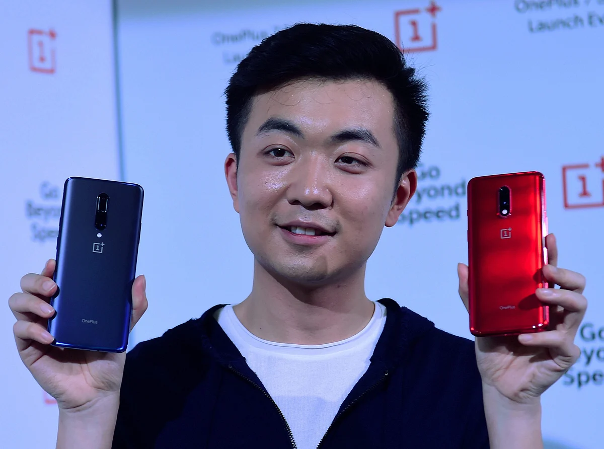 Carl Pei, co-founder of One Plus displays the newly-launched One Plus 7 series phone, in Bengaluru (Source: PTI)