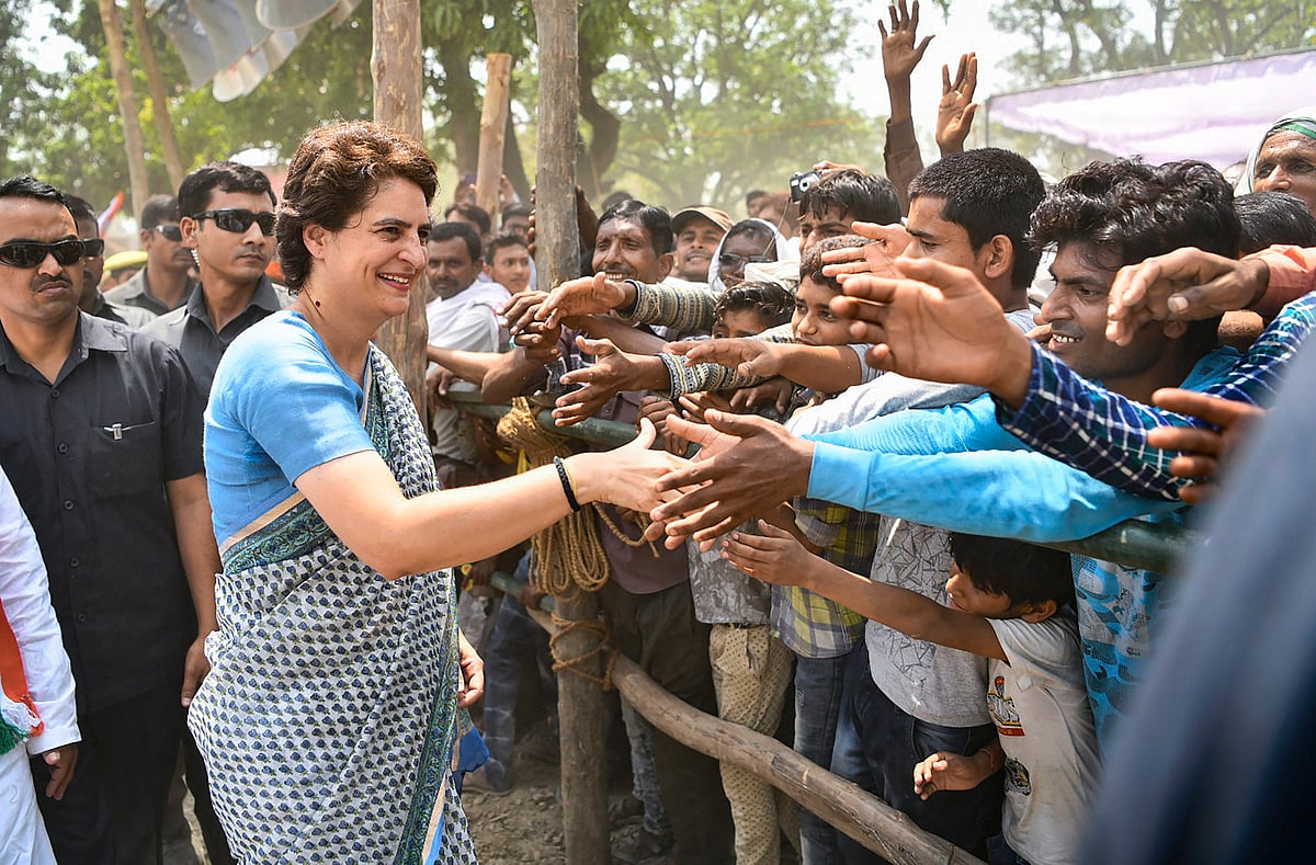 Priyanka Gandhi Vadra at an election campaign rally in Fatehpur, Uttar Pradesh, on April 24, 2019. (Photograph: PTI)