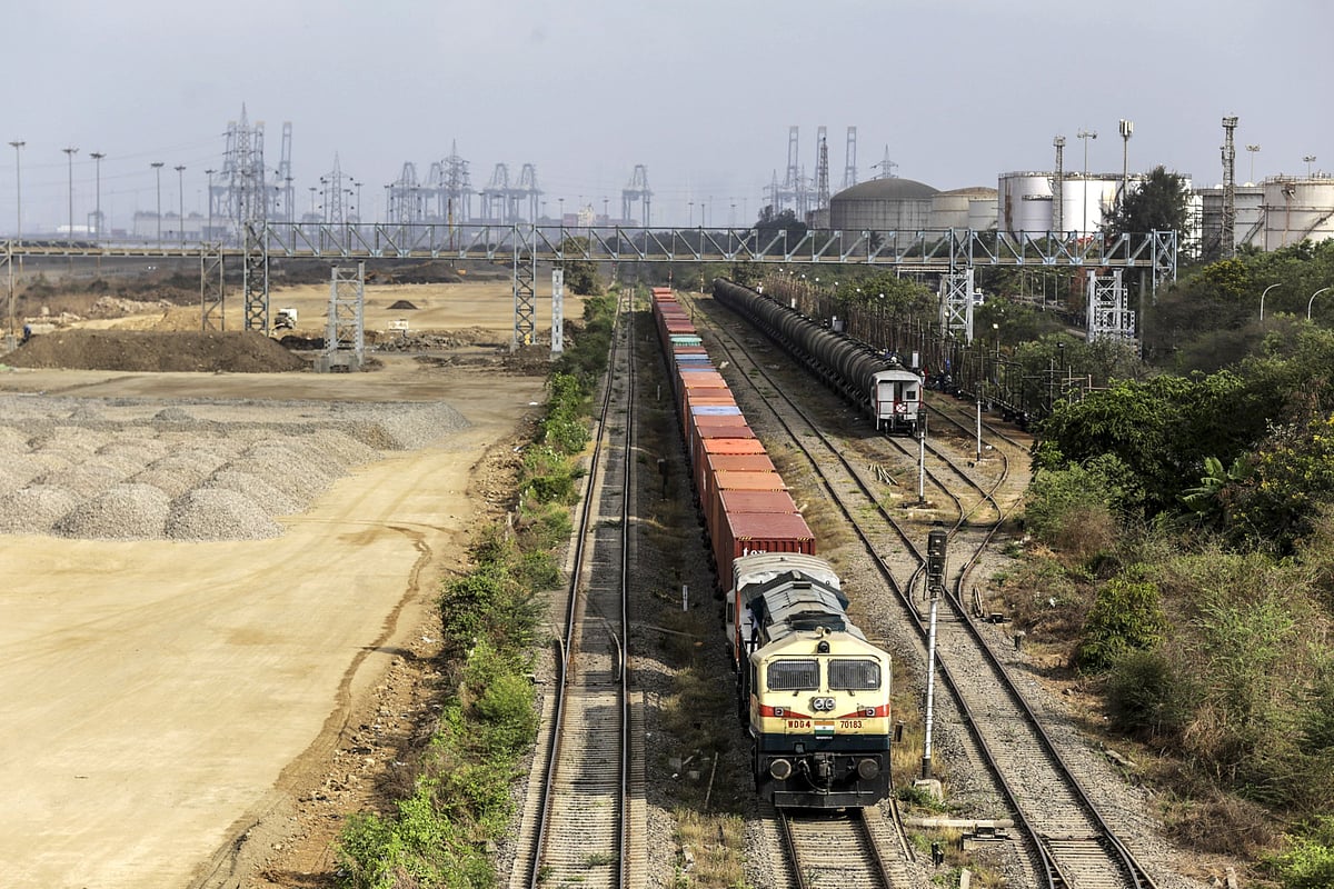 Industries in the vicinity of the BHEL-CONCOR rail-based logistics terminal stand to benefit as rail freight charges are significantly cheaper than transportation by road. (Photographer: Dhiraj Singh/Bloomberg)