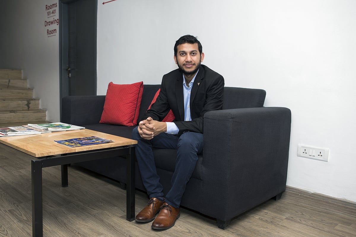 Ritesh Agarwal poses for a photograph at an Oyo Townhouse in Bengaluru. (Photographer: Samyukta Lakshmi/Bloomberg)