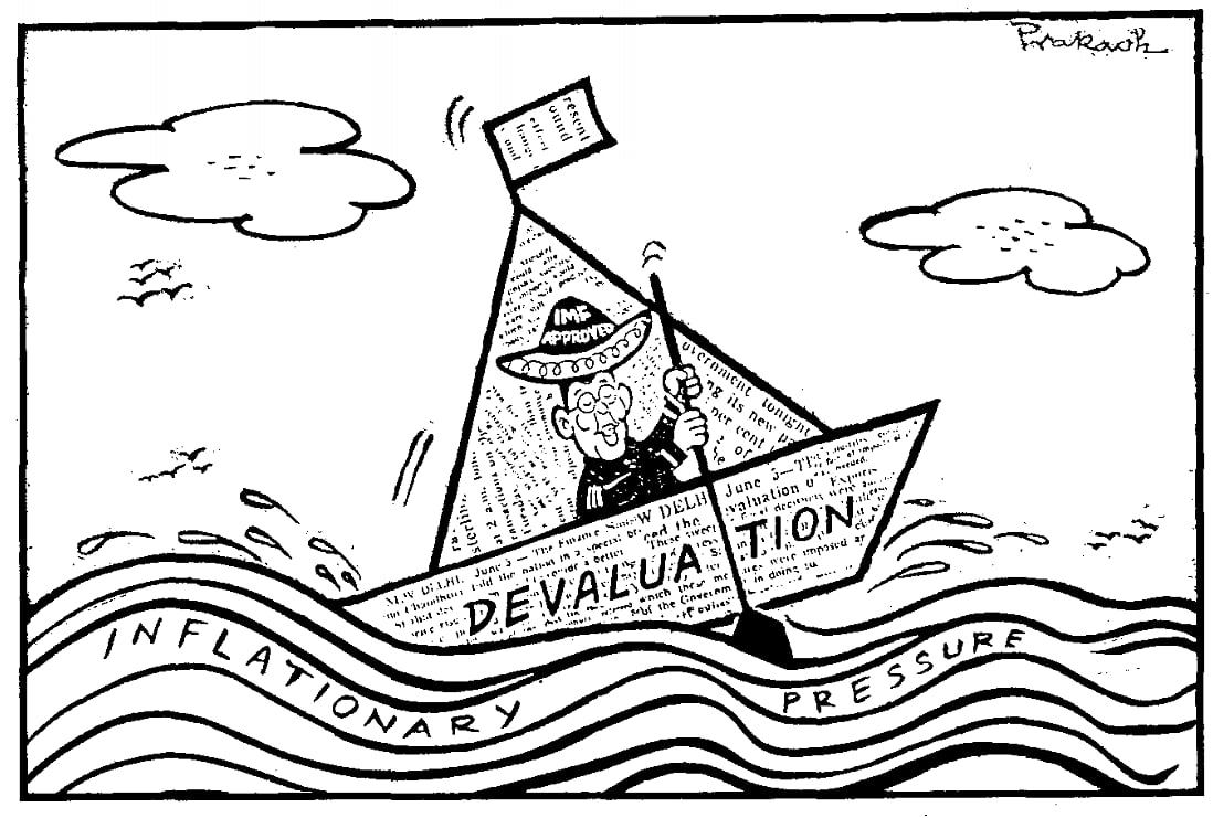 A cartoon in Shankar’s Weekly, on June 12, 1966. (Photograph: RBI History)