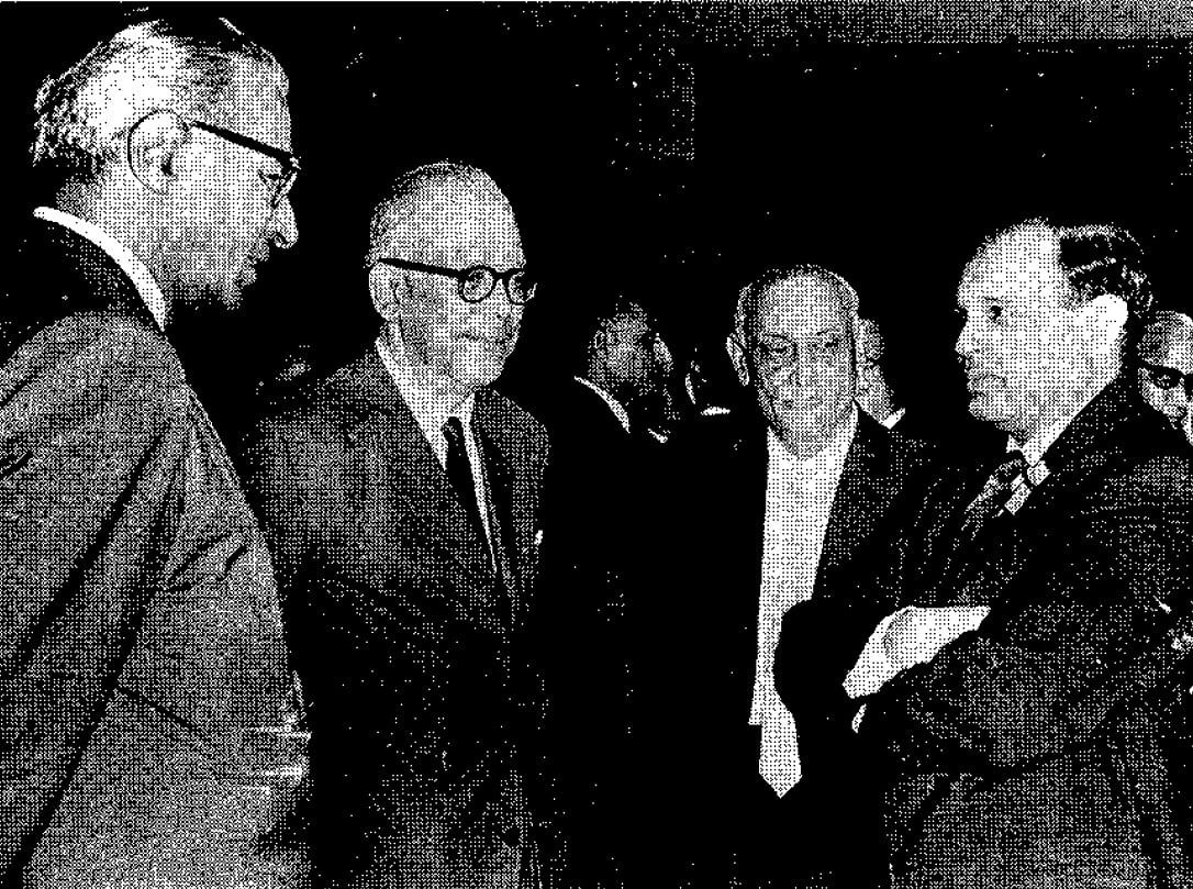 RBI Governor PC Bhattacharya with bankers in July 1966. (Photograph: RBI History)