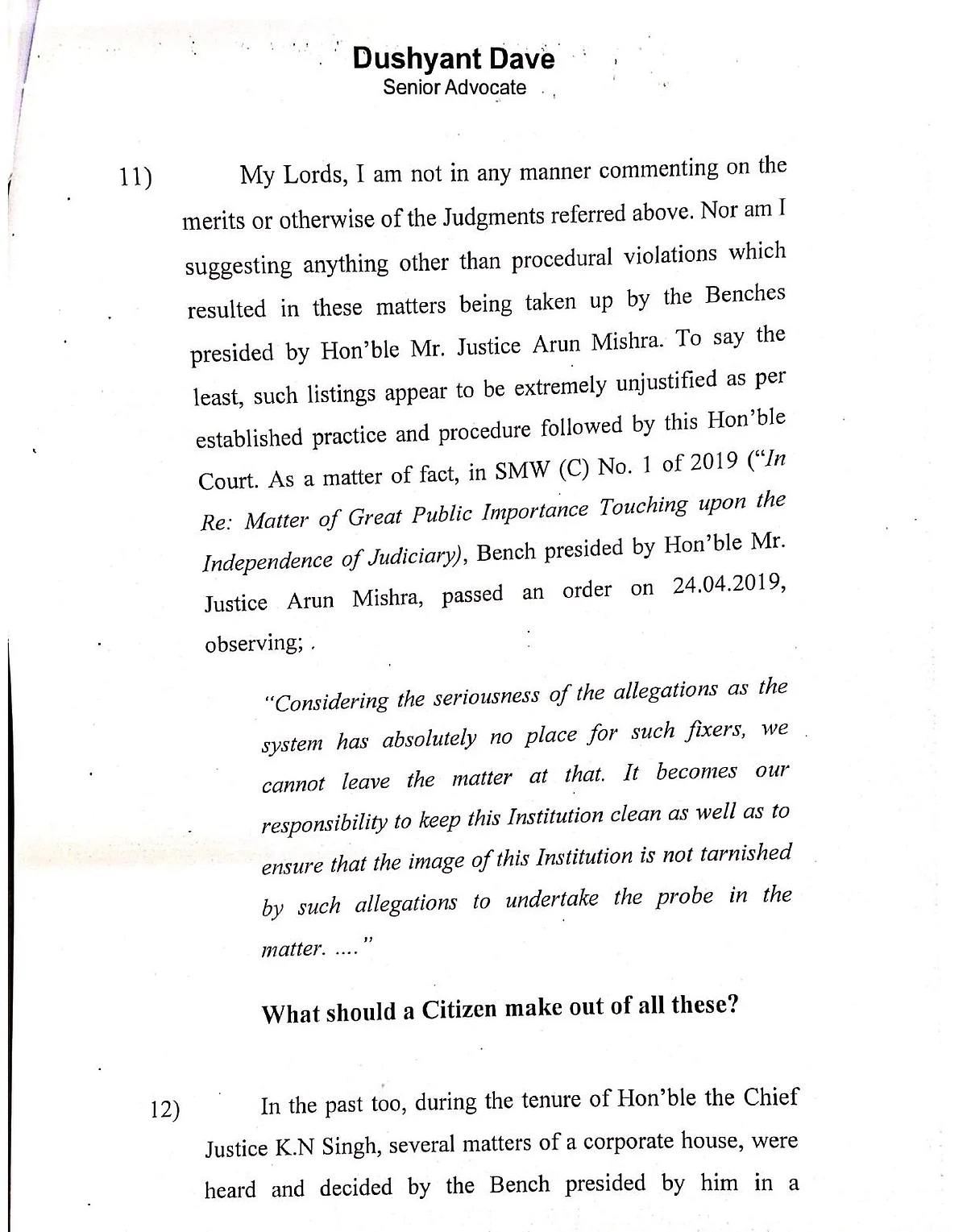 Dushyant Dave Alleges Procedural Violations In Hearing Adani Group Cases In Letter To Supreme Court Chief Justice Gogoi
