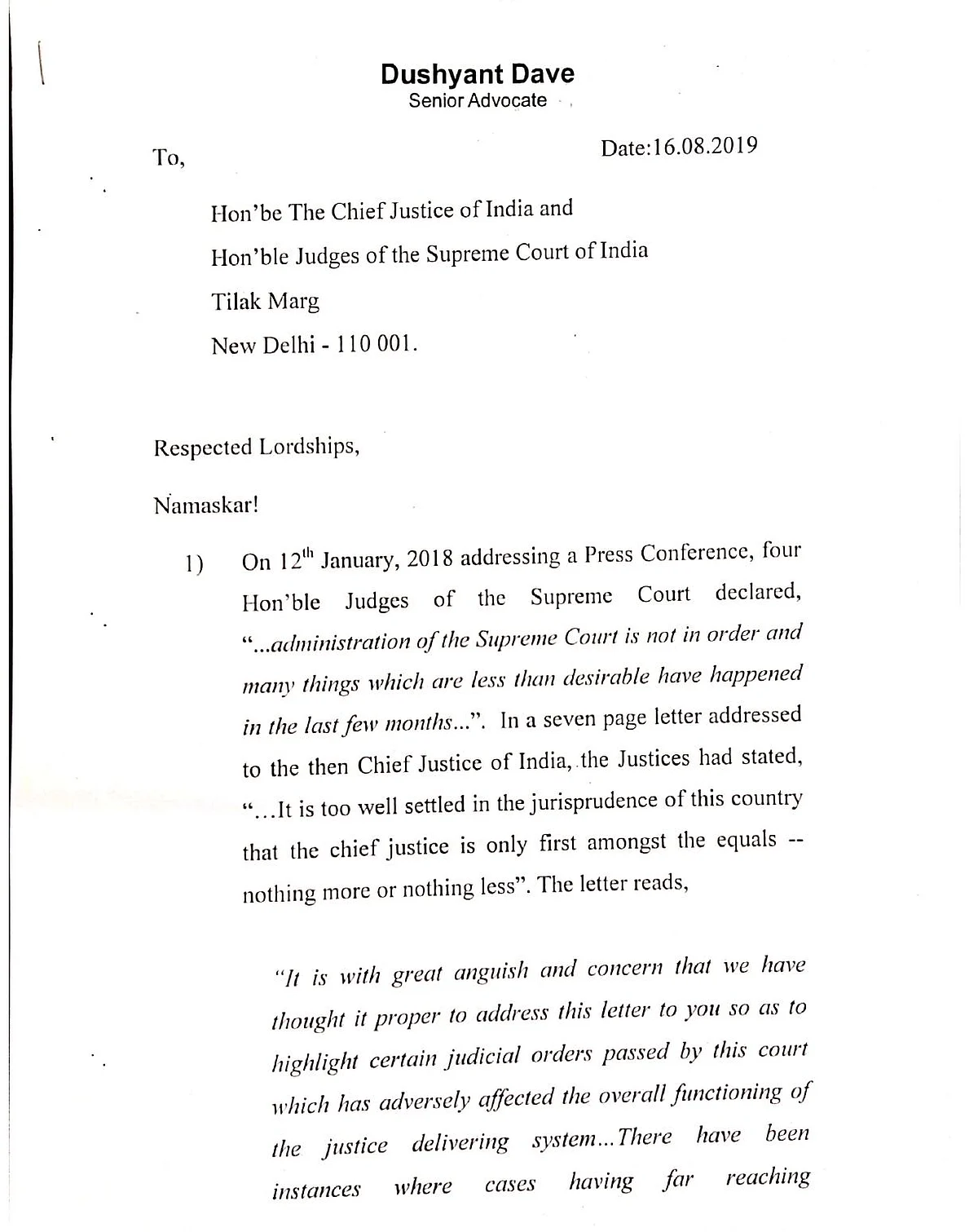 Dushyant Dave Alleges Procedural Violations In Hearing Adani Group Cases In Letter To Supreme Court Chief Justice Gogoi