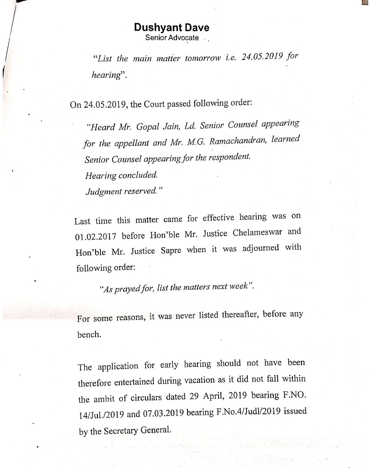 Dushyant Dave Alleges Procedural Violations In Hearing Adani Group Cases In Letter To Supreme Court Chief Justice Gogoi