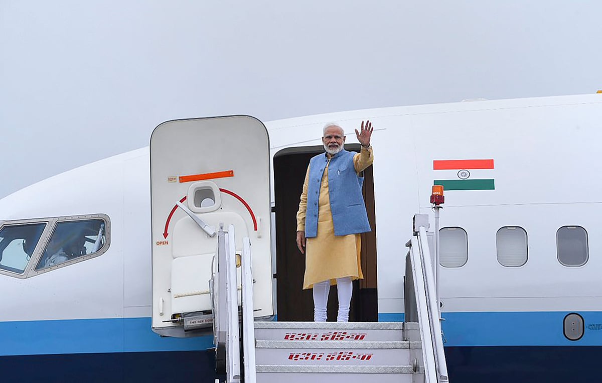 Prime Minister Narendra Modi emplanes for Bhutan on a two-day visit , at AFS Palam in New Delhi on Saturday. (Source: PTI)