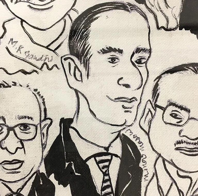 A caricature of Swatantra Party co-founder Minoo Masani. (Photograph: Jaithirth Rao/Centre For Civil Society)