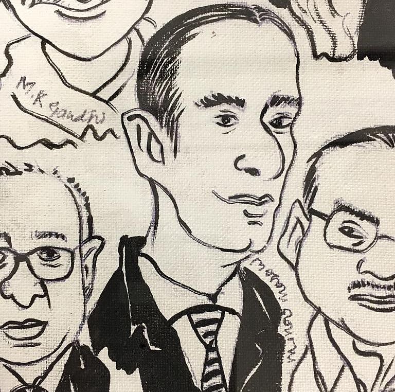 A caricature of Swatantra Party co-founder Minoo Masani. (Photograph: Jaithirth Rao/Centre For Civil Society)