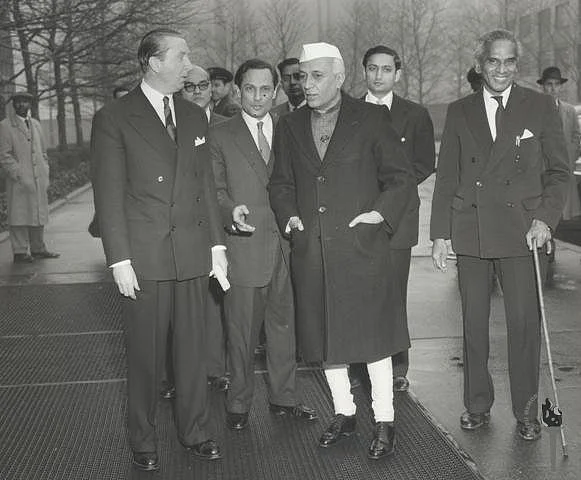 Jawaharlal Nehru and VK Krishna Menon (right) at the United Nations, in New York, on Dec. 21,1956. (Photograph: NMML)