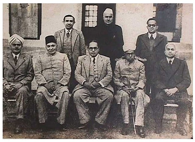 The Drafting Committee for the Constitution of India, under the chairmanship of BR Ambedkar. (Photograph: Ministry of External Affairs)