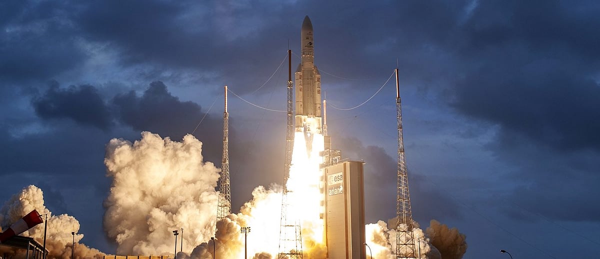 Ariane Flight VA251 carrying GSAT-30 lifts off from Spaceport, French Guiana (Guiana Space Center). (Source: <a href="https://www.arianespace.com/mission/ariane-flight-va251/">Arianespace.com</a>)