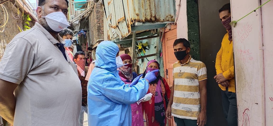 BMC conducts survey at Dharavi to screen people for  Covid-19 symptoms.&nbsp; (Source: BMC)
