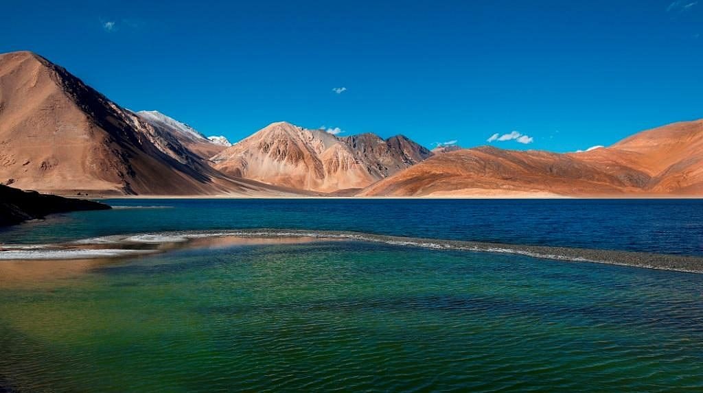 Pangong Tso, in eastern Ladakh, on the border with Tibet. (Photograph: Government of India)