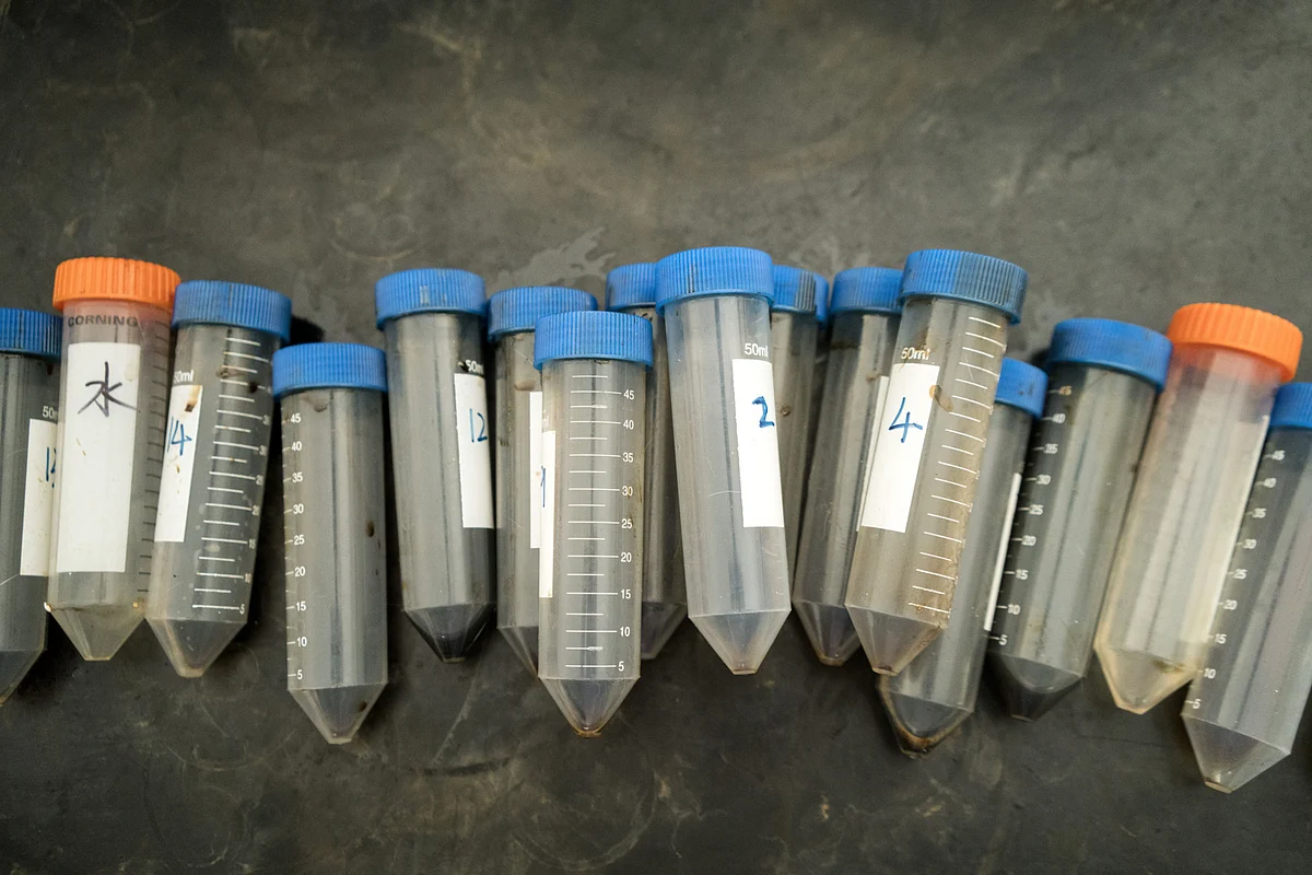 Vials sit in a laboratory for the extraction of active pharmaceutical ingredients, at the Xiyuan Hospital in Beijing, China. (Photographer: Giulia Marchi/Bloomberg)