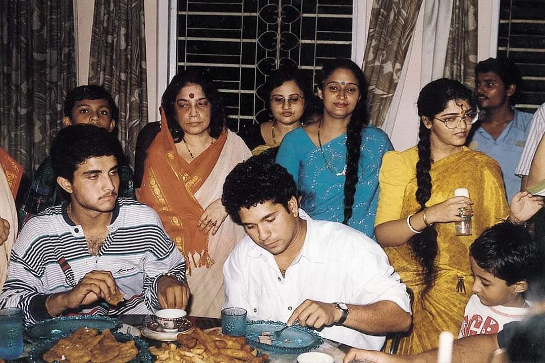 Sachin Tendulkar and Sourav Ganguly at the latter’s grandparent’s house. Tendulkar posted this image on social media with the caption: “Throwback to a fun evening spent at Dadi’s home. Relished the food & warm hospitality. Hope your mother is doing well, my best wishes to her.”