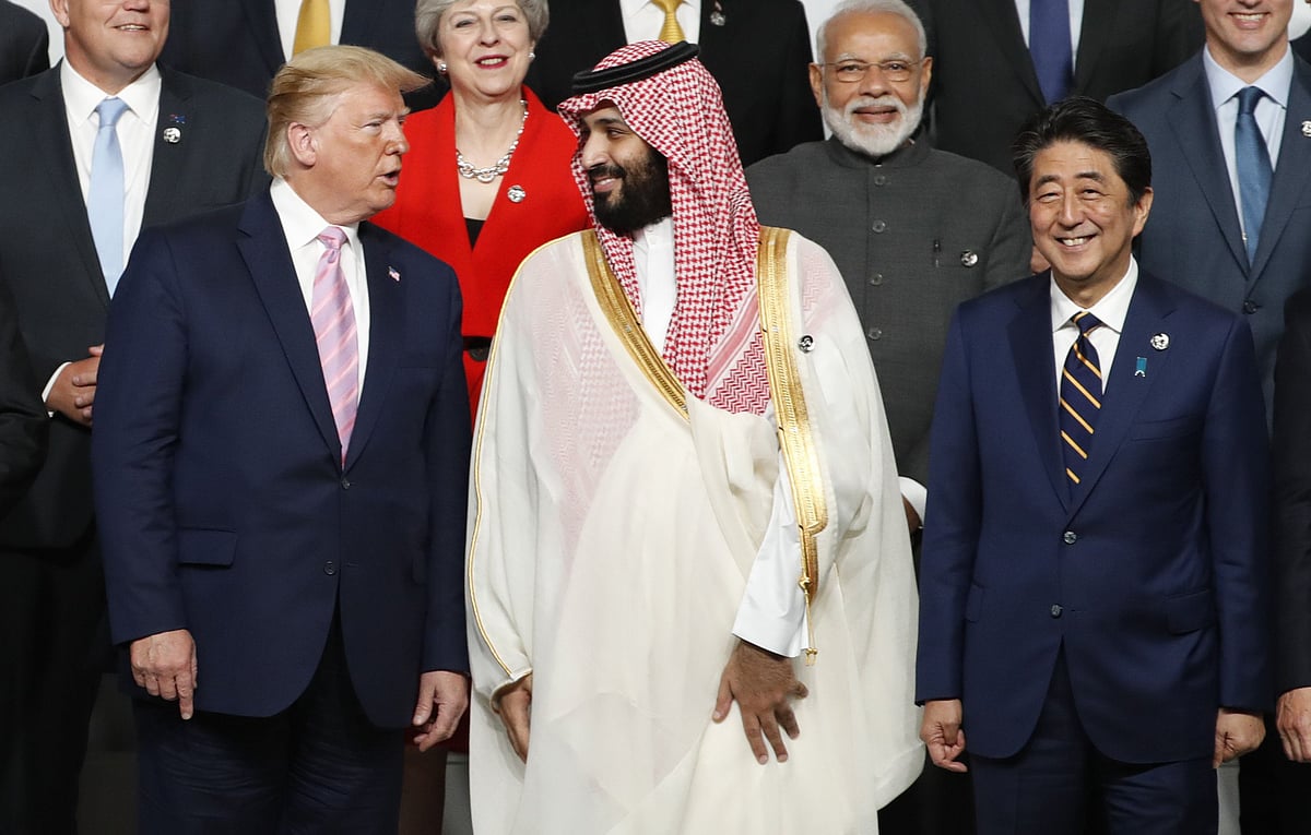 Donald Trump and Mohammed bin Salman speak at  the G-20 summit in Osaka,  on June 28, 2019. (Photographer: Kim Kyung-Hoon/Pool via Bloomberg)