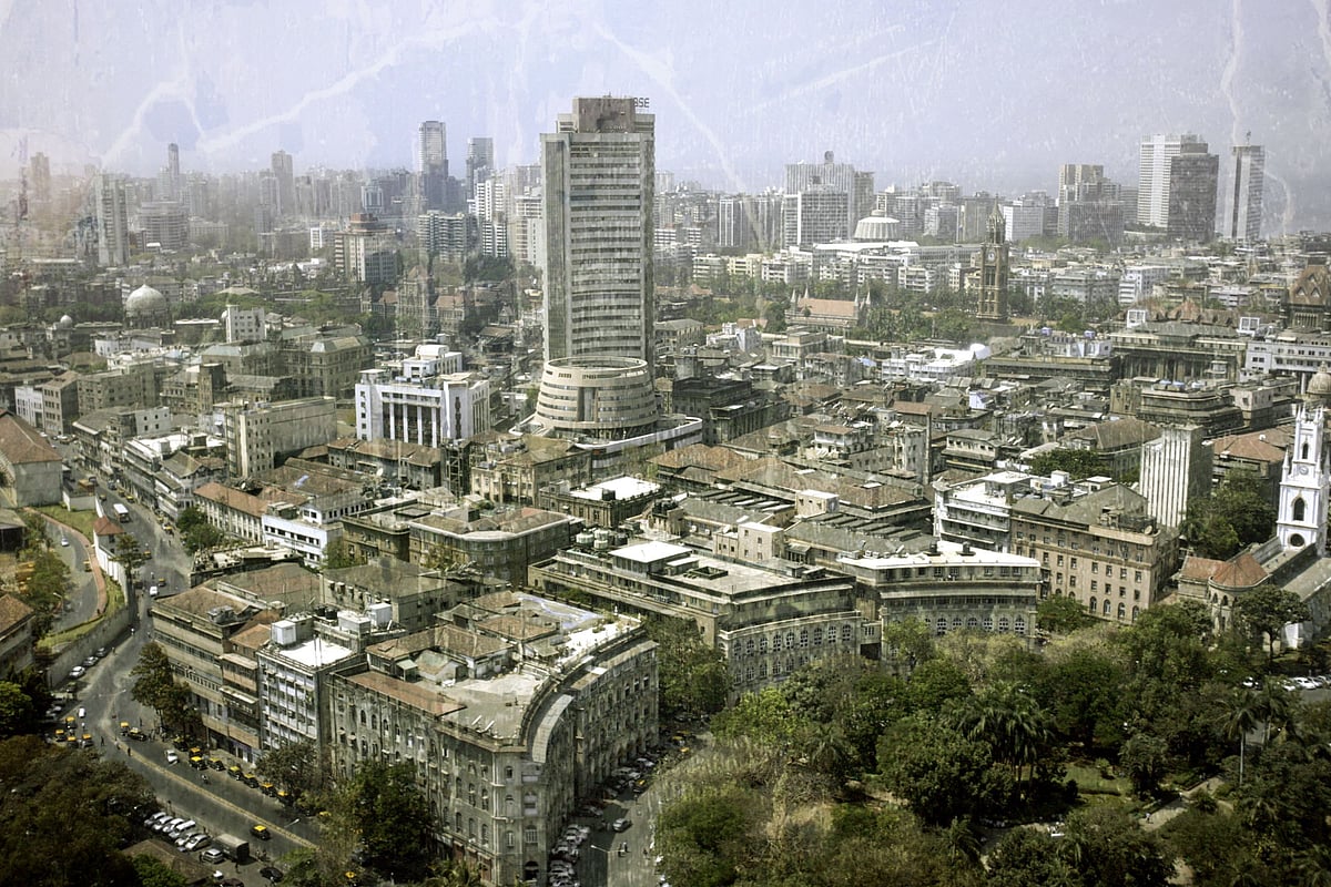 The BSE building and the Mumbai skyline in the early 2000s. (Photographer:Scott Eells/Bloomberg News)