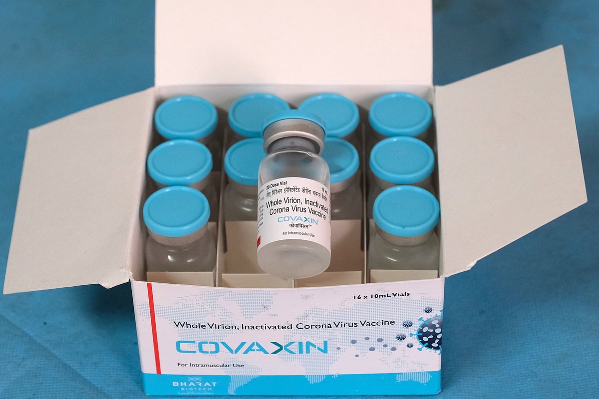 Vials of Covaxin at Sanjeevan Hospital in Daryaganj, New Delhi, on Feb. 11, 2021. (Photographer: T. Narayan/Bloomberg)